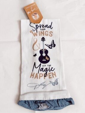 Dolly Parton Inspirational Kitchen Towel in White and Blue NWT
